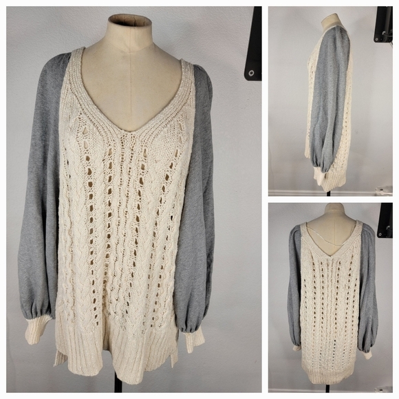 Free People Sz M/L Hideaway Cable Knit Sweater Top Longline OB652896 - Picture 3 of 15